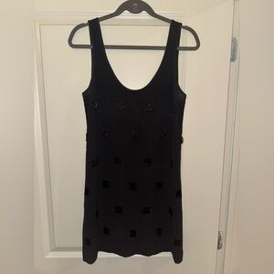 Elizabeth and James Black Mini Dress with Beaded Details